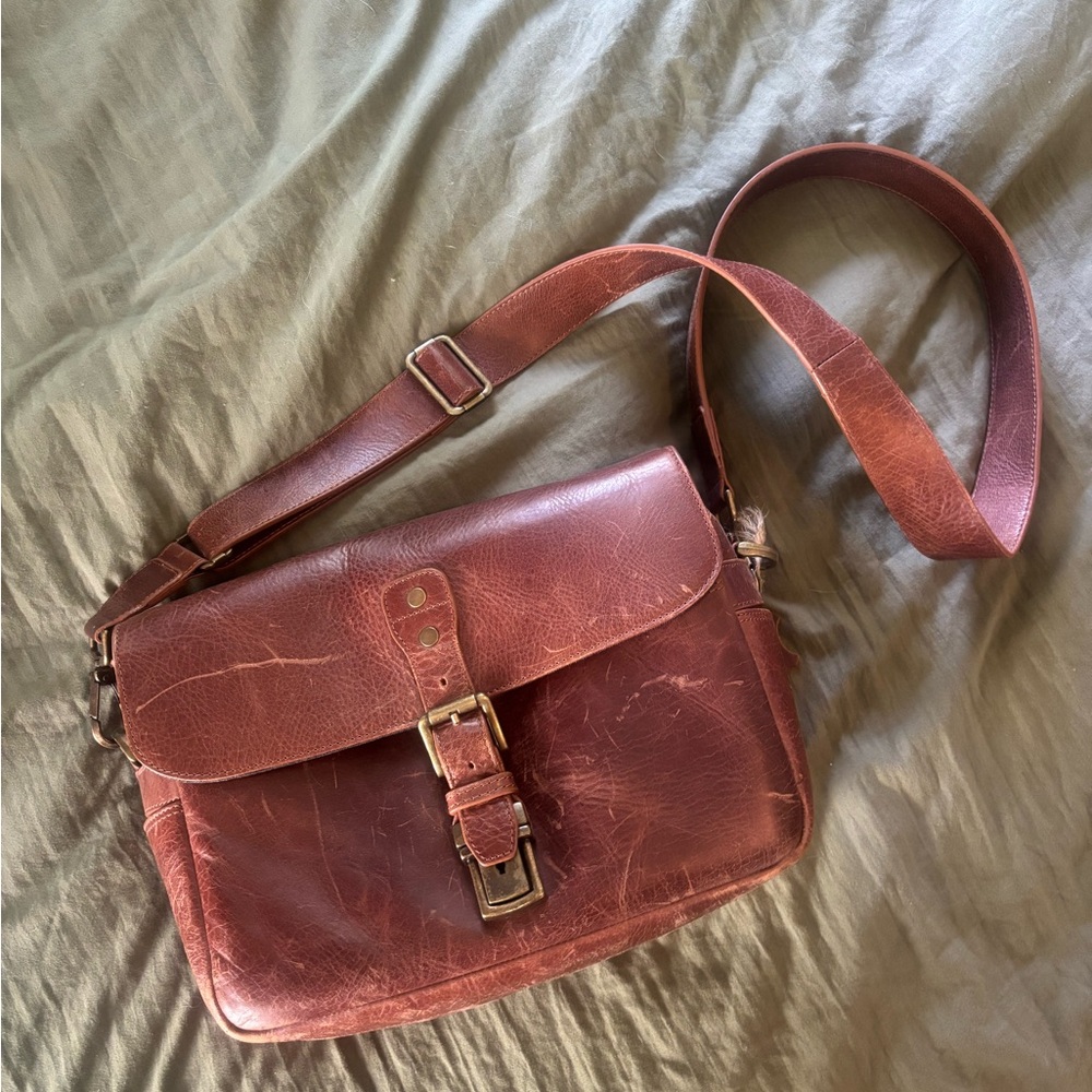 Brown Leather Crossbody Camera Bag